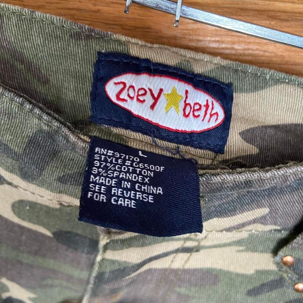 Vintage 90s Y2K Zoey Beth army camoflauge print patch mini skirt - Picture 7 of 7